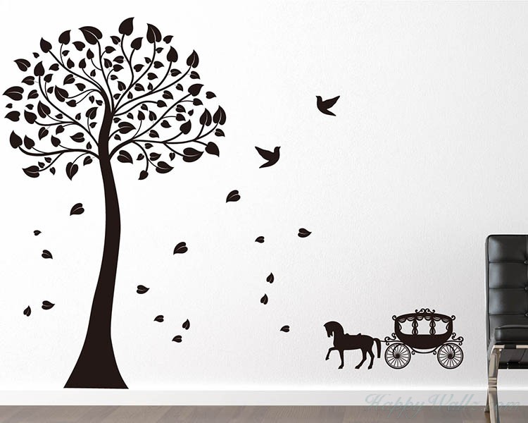 Tree with Carriage Wall Decal Vinyl Tree Art Stickers